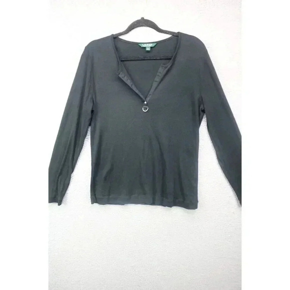 Lauren Ralph Lauren Long Sleeve Stretch Top-Size Large - Picture 1 of 6
